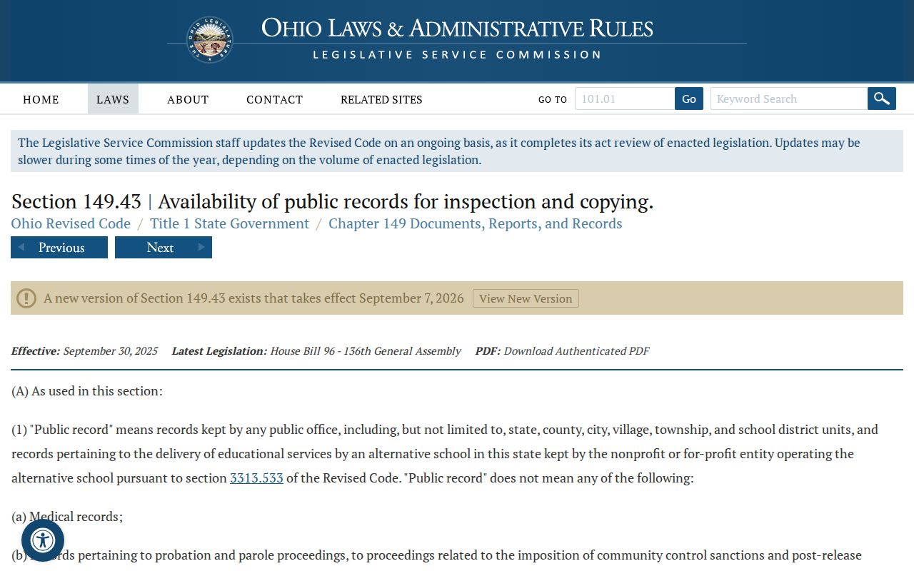 Athens County civil docket Ohio Public Records Act source