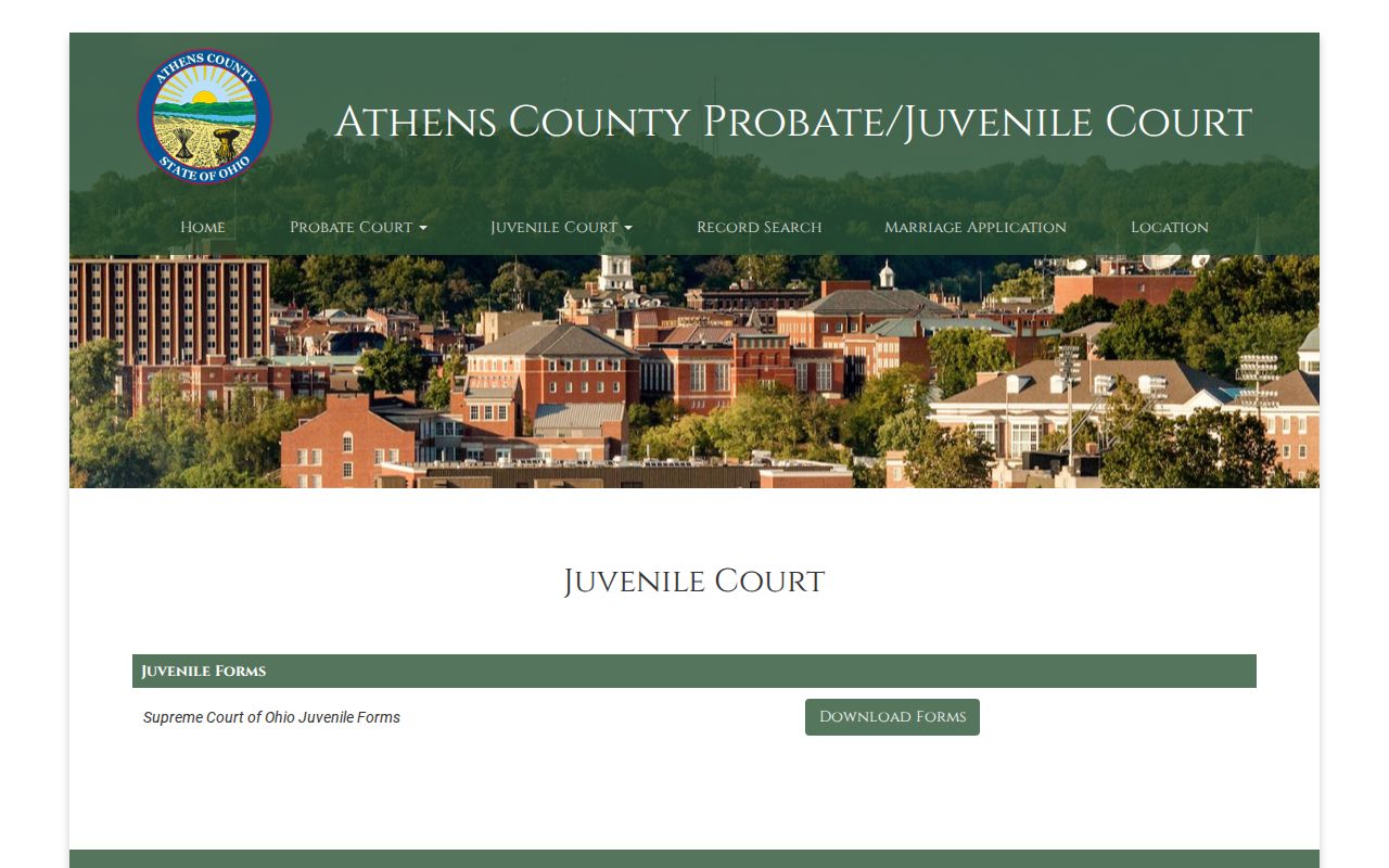 Athens County court calendar image from the Juvenile Division source