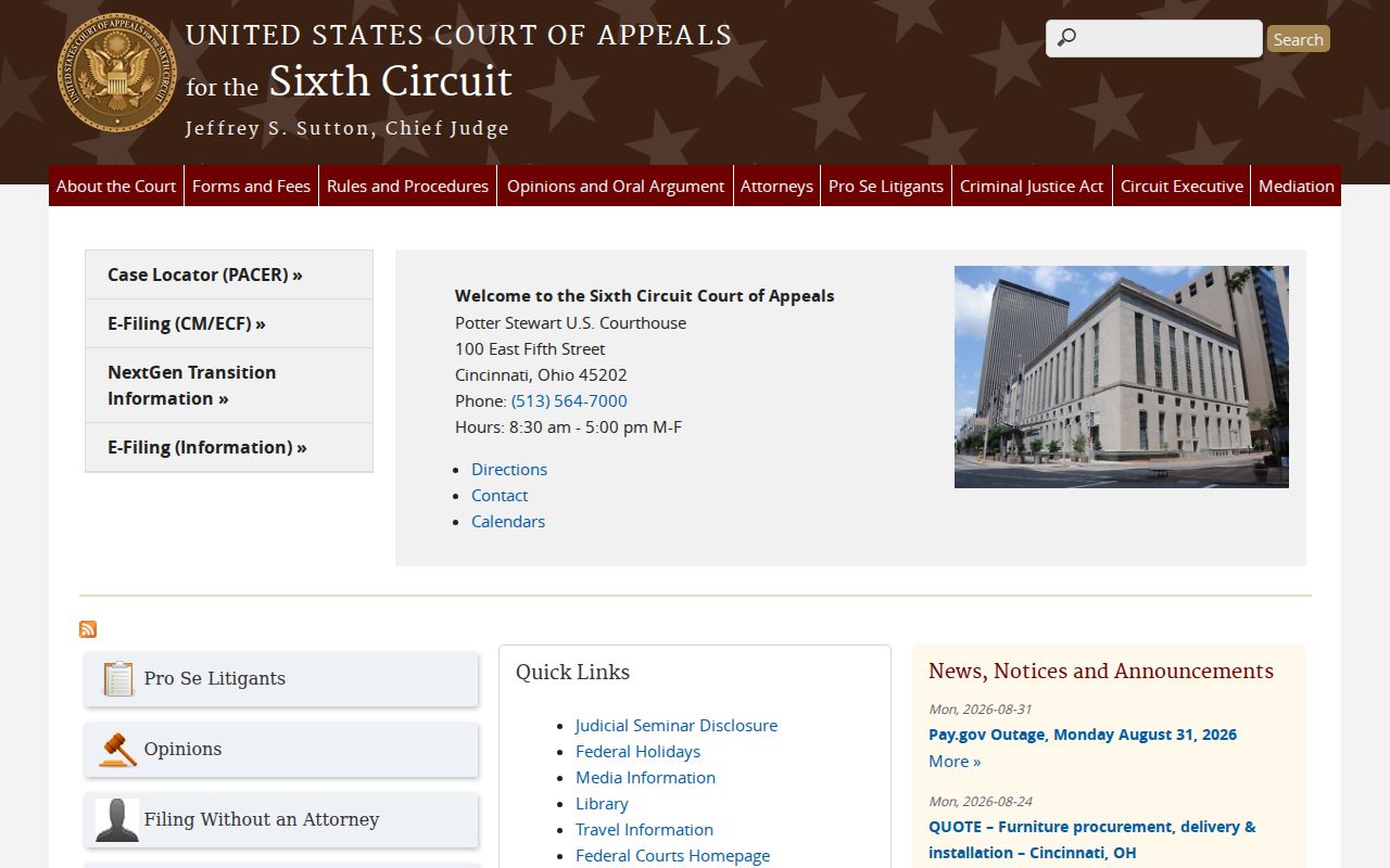 Athens County court records Sixth Circuit federal appeals route