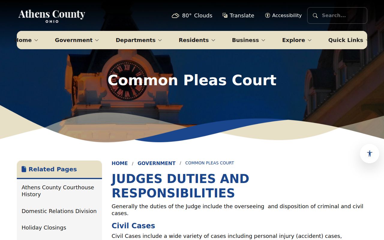 Athens County criminal docket Common Pleas court process source