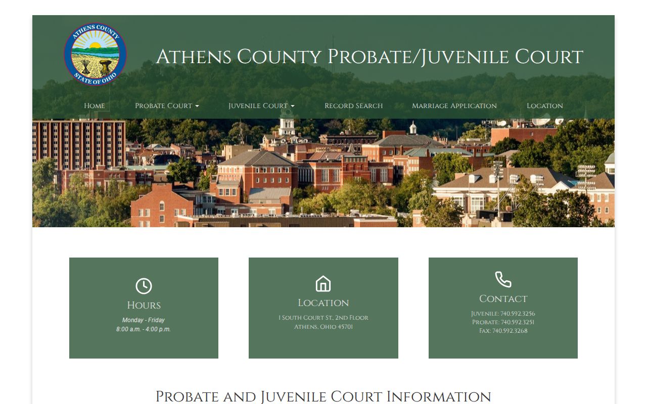 Athens County court docket Probate and Juvenile Court information